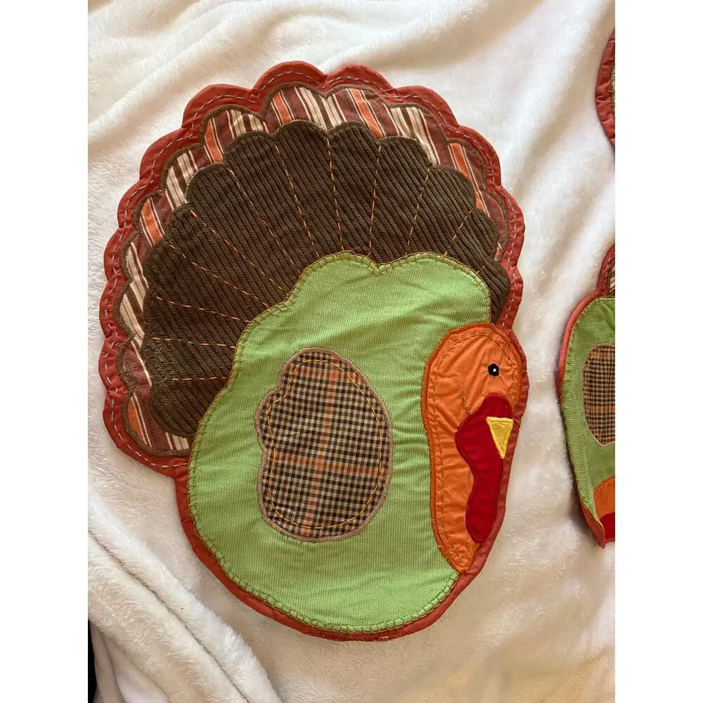 Pottery Barn Kids Turkey Placemats Set of 4 Thanksgiving Fall Harvest Decor